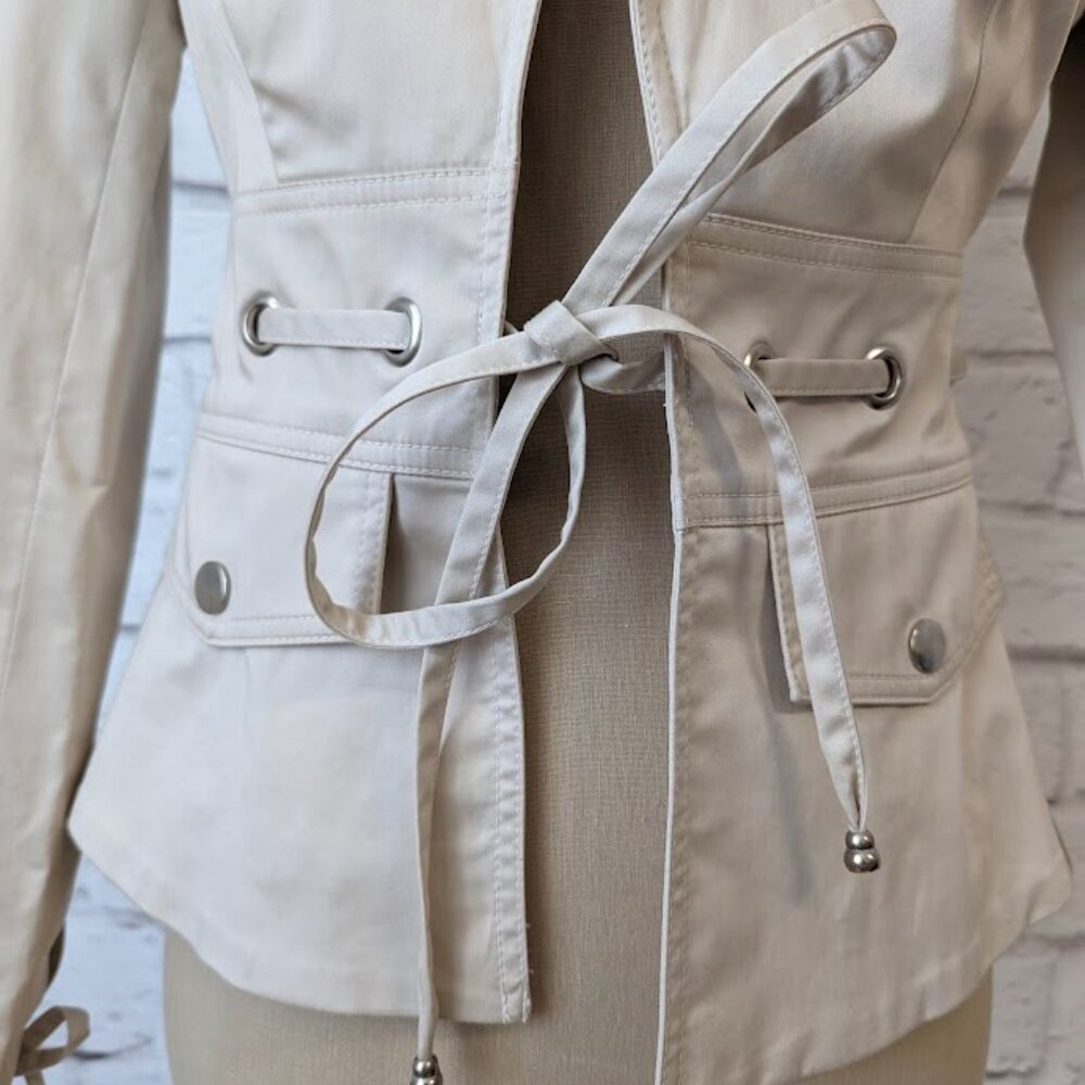 Classy Tan Spring Blazer Jacket By Cache - Size 2 - image 2